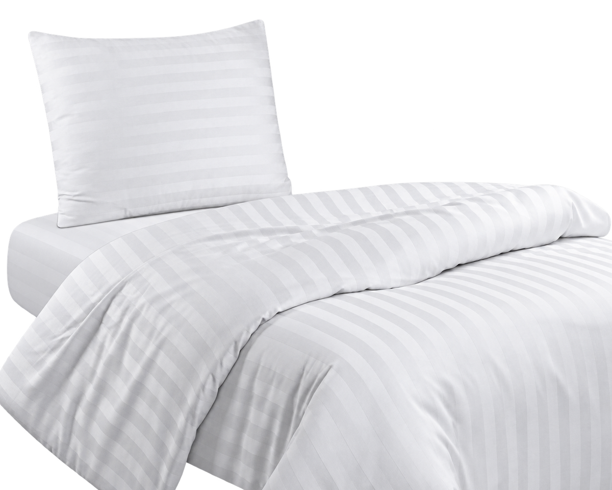 Hotel dekbedovertrekset wit – satijnstreep 27 mm