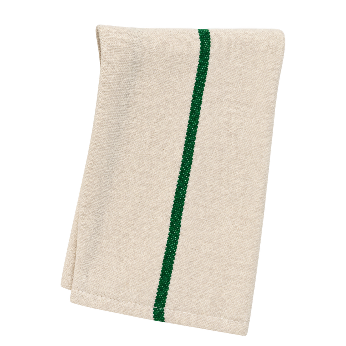 Werkdoek ecru met groene band – 45 × 45 cm
