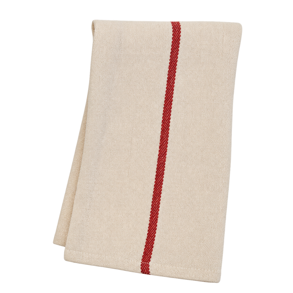 Werkdoek ecru met rode band – 45 × 45 cm