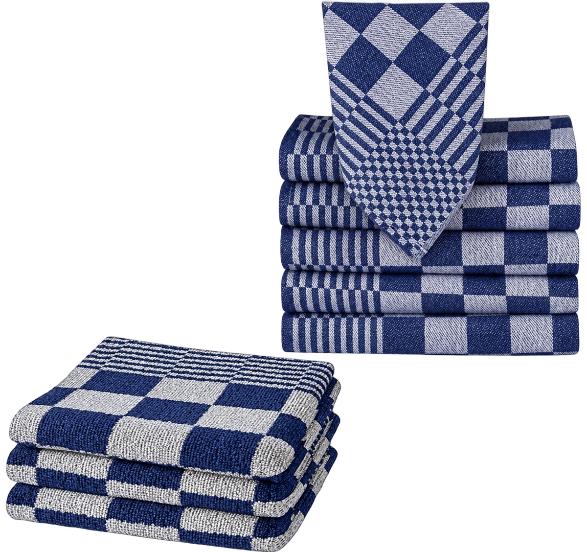 Keukendoekenset blauw-wit – 9-delig