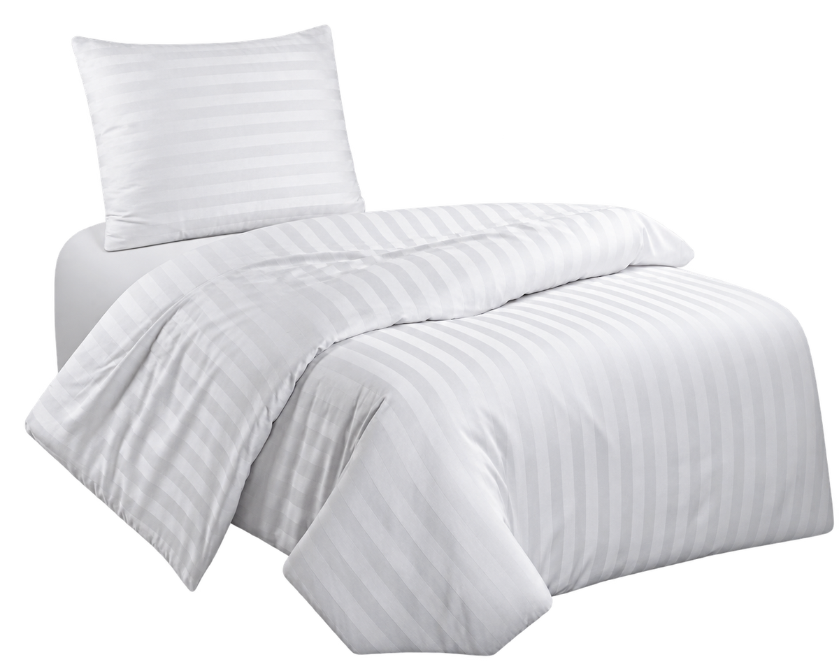 Hotel dekbedovertrekset wit – satijnstreep 27 mm – slopen 65 × 90 cm