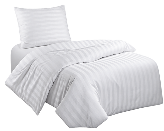 Hotel dekbedovertrekset wit – satijnstreep 27 mm – slopen 65 × 90 cm