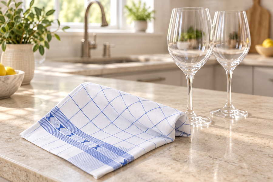 Jacquard-Glastücher aus Ramie und Baumwolle – 6er-Pack