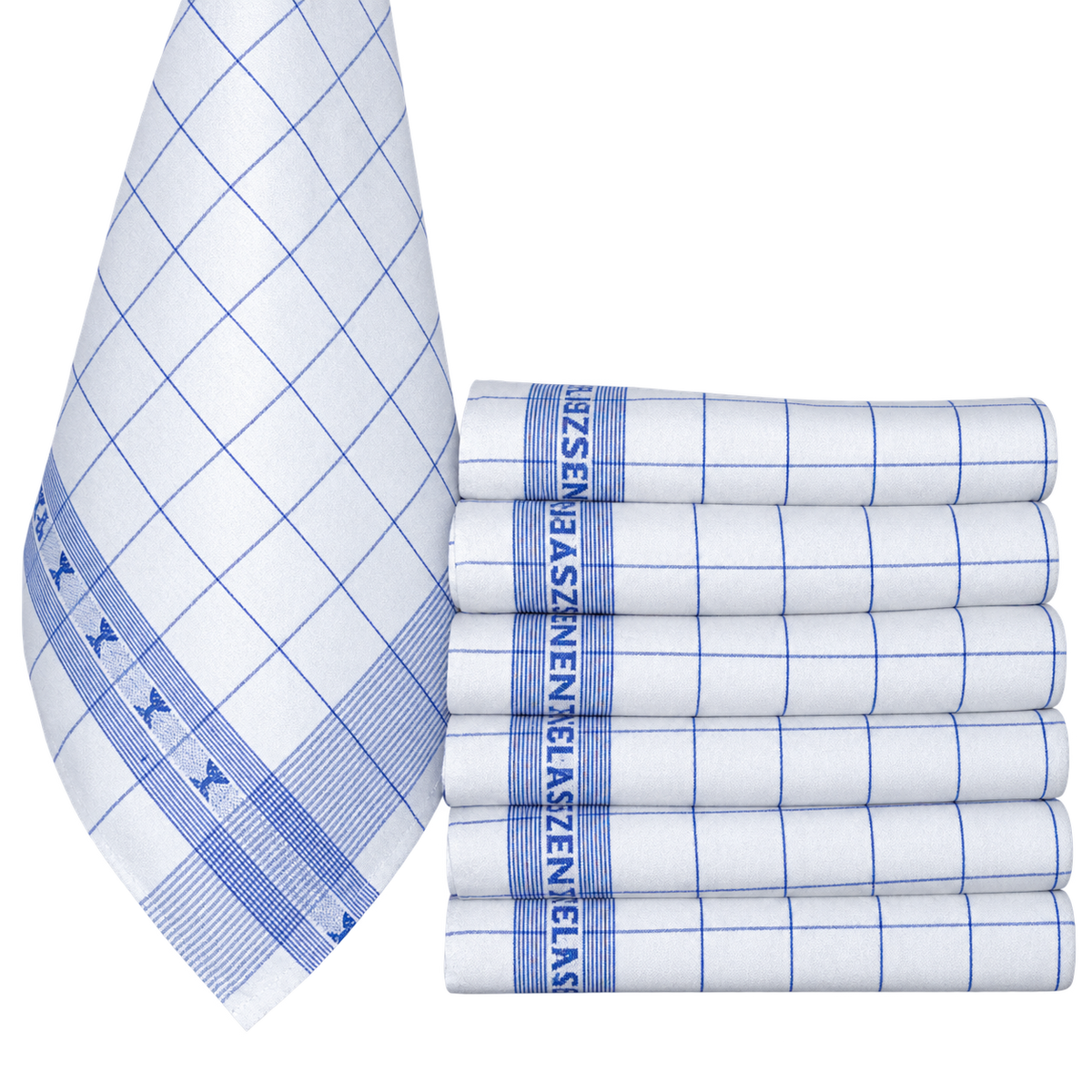 Blauwe jacquard glasdoek 65 × 65 cm – DK-004