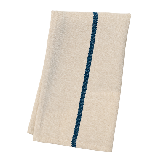 Werkdoek ecru met blauwe band – 45 × 45 cm