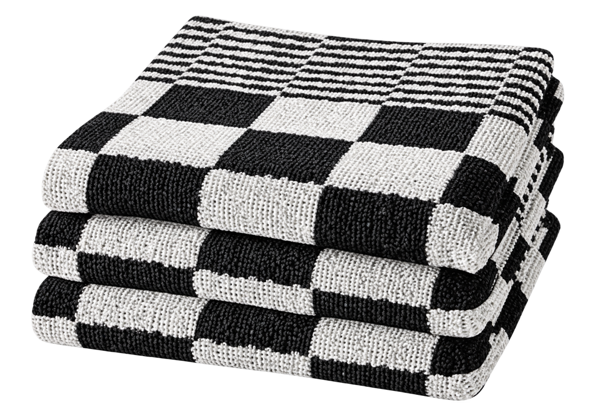 Keukenhanddoek zwart-wit – 50 × 50 cm